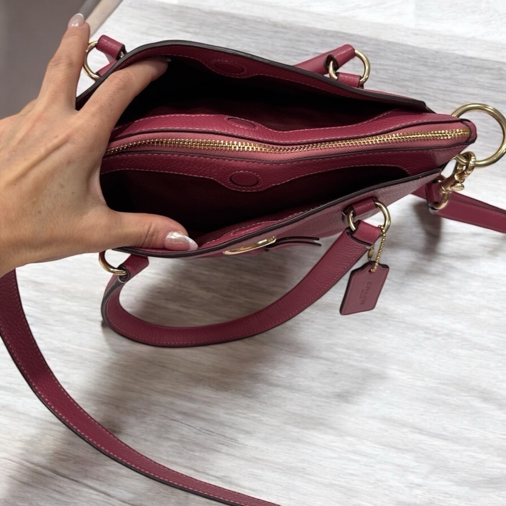 Coach Remi Satchel Pink Pebbled Leather Zipper Closure Shoulder Bag - Picture 12 of 13